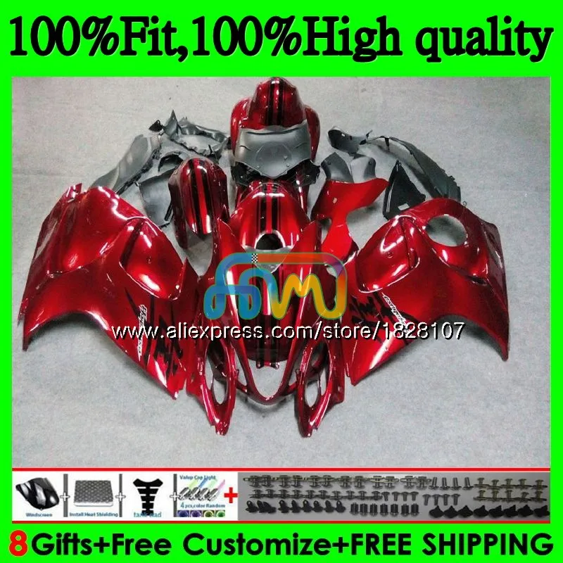 Красный Лидер продаж инъекции для SUZUKI Hayabusa GSXR1300 08 09, 10, 11, 12, 56BS. 17 GSX-R1300 GSXR 1300 2008 2009 2010 2011 2012 обтекатель