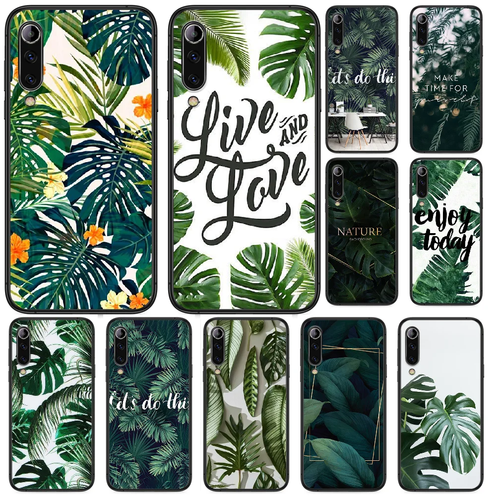 Чехол для телефона Green Monstera Leaf art Для Xiaomi Mi 6 8 A1 Note3 A2 9 CC9 9T A3 MIX 2 2S 3 Lite SE Pro black prime