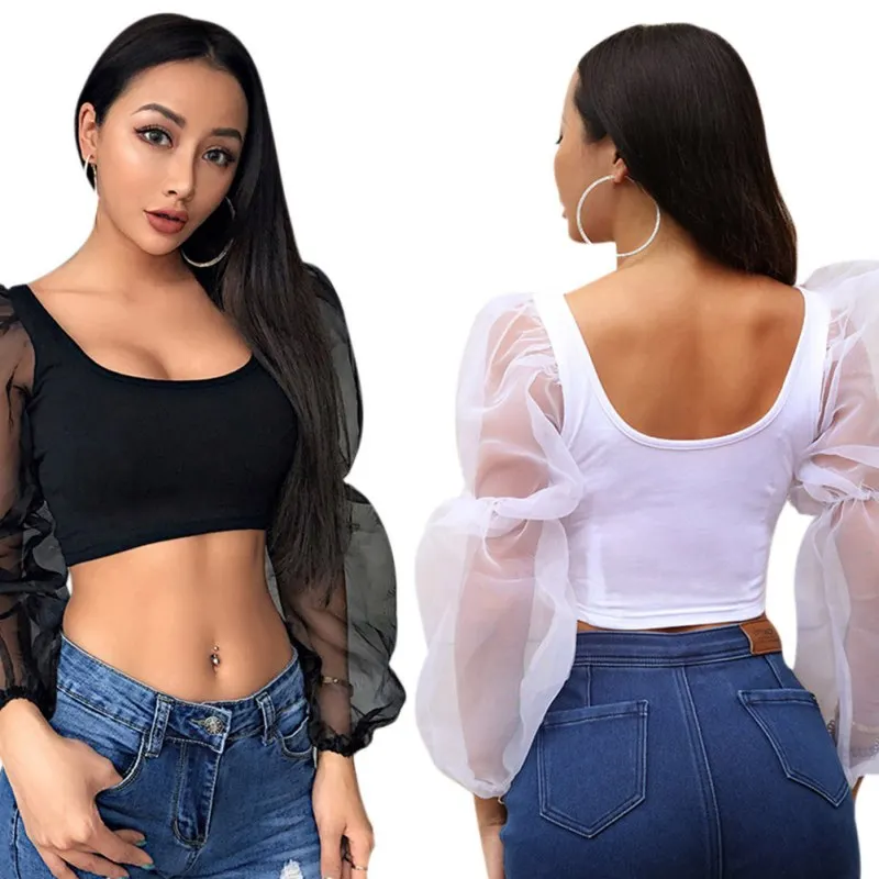 B 2020 Футболка женская сексуальная короткая сетчатая сшитая однотонная майка с
