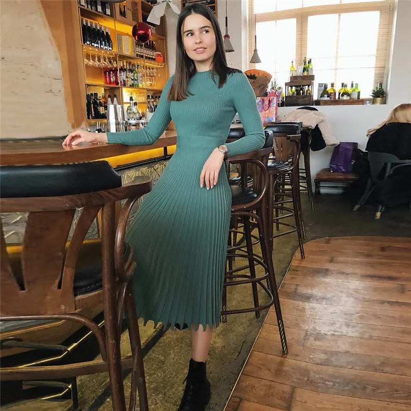 pleated sweater dress36
