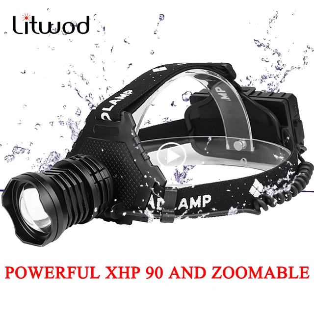 $US $16.25 Head Lamp Led Headlamp Headlight Flashlight 2 Pcs 18650 Battery Bulbs Litwod Xhp90 Zoom In / Out Li