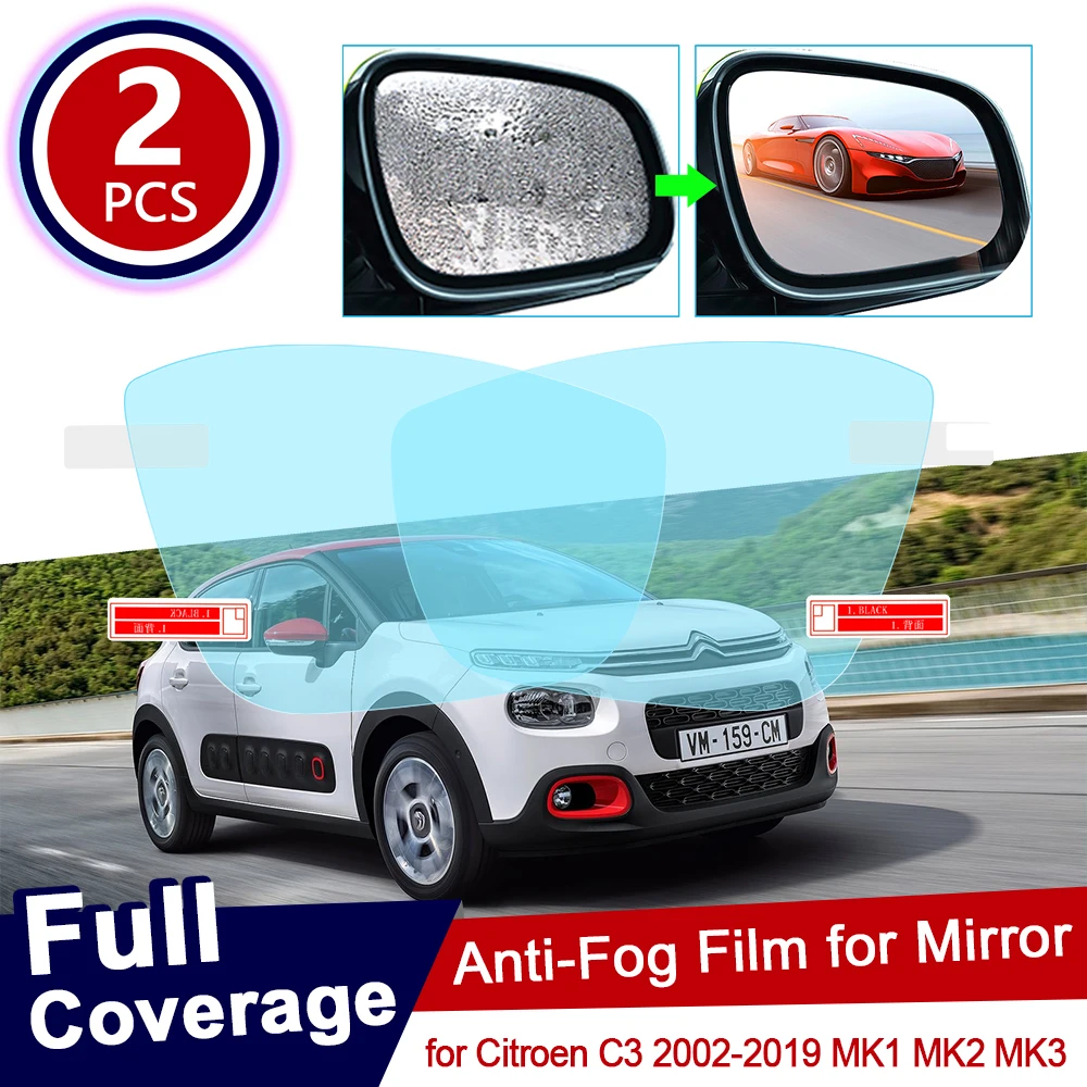 for Citroen C3 2002~2019 MK1 MK2 MK3 Full Cover Anti Fog Film Rearview Mirror Rainproof Anti-Fog Accessories Pluriel 2015 2018 | Автомобили