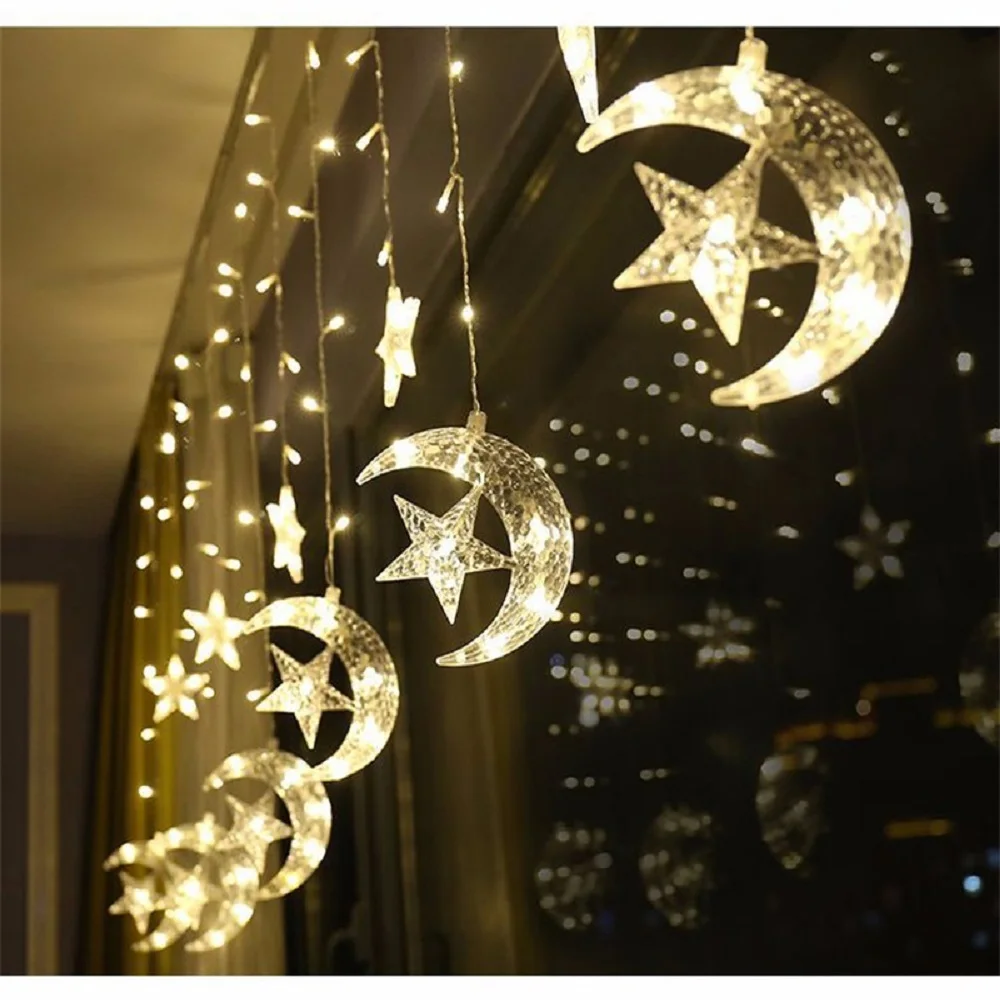 138 светодиодный s Moon Star гирлянды Рождественские огни наружный внутренний светодиодный светильник украшение праздничное освещение вечерние свадебные вечеринки