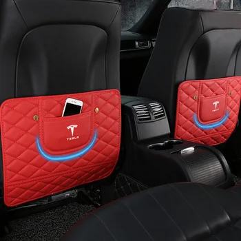 

2PCS Seat Back Genuine Leather Anti Kick Pad Protector Waterproof Child Anti Dirty Protection Car Styling for Tesla Model3 S X