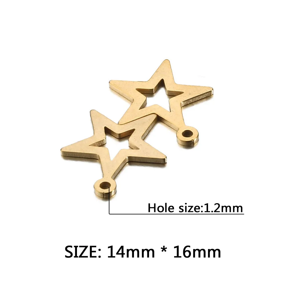 20PCS/Lot Stainless Steel Pentagram Shape Charms Gold Silver Color Hollow Star Connector Charms Pendant DIY Jewelry Makings