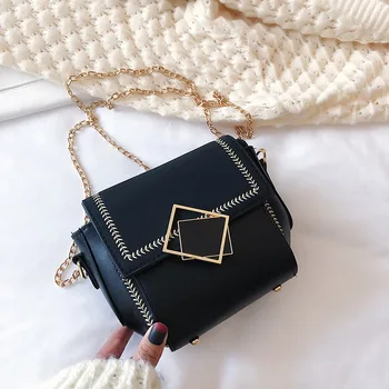 

Women's bag 2020 new shoulder bag PU leather solid color shoulder bag women's messenger bag chain small square bag