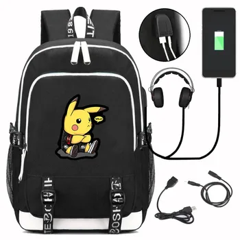 

The Fashion Pikachu Backpack Women Men Rucksack Canvas Cute Style Black High capacity Bag Laptop Backpack Work Bags