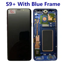 Oryginalny AMOLED z ramką do Samsung Galaxy S9 PLUS G965A G965U G965F wyświetlacz LCD z ekranem dotykowym z kropkami lub montażem linii
