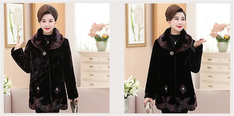 High Quality Middle Old Aged Women's Fur Coat Winter Jacket New Thick Warm Imitation Velvet Coat Female Outerwear 5XL W1547