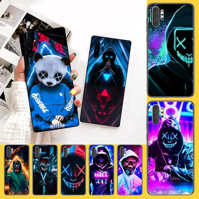 CUTEWANAN уличная Молодежная неоновая маска мягкий черный чехол для телефона Samsung Galaxy