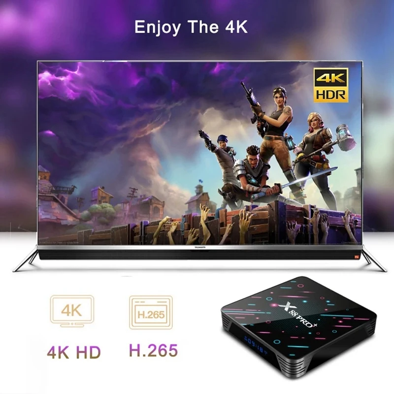 X88 PRO PLUS Android 9.0 Smart TV Box UHD 4K Media Player RK3368 4GB/32GB 2.4G/5G Dual-Band WiFi BT4.0 100M LAN Digital Display