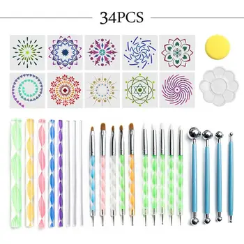 

34pcs Mandala Dotting Tools Set for Painting Rock Stencil Acrylic Stick Palette