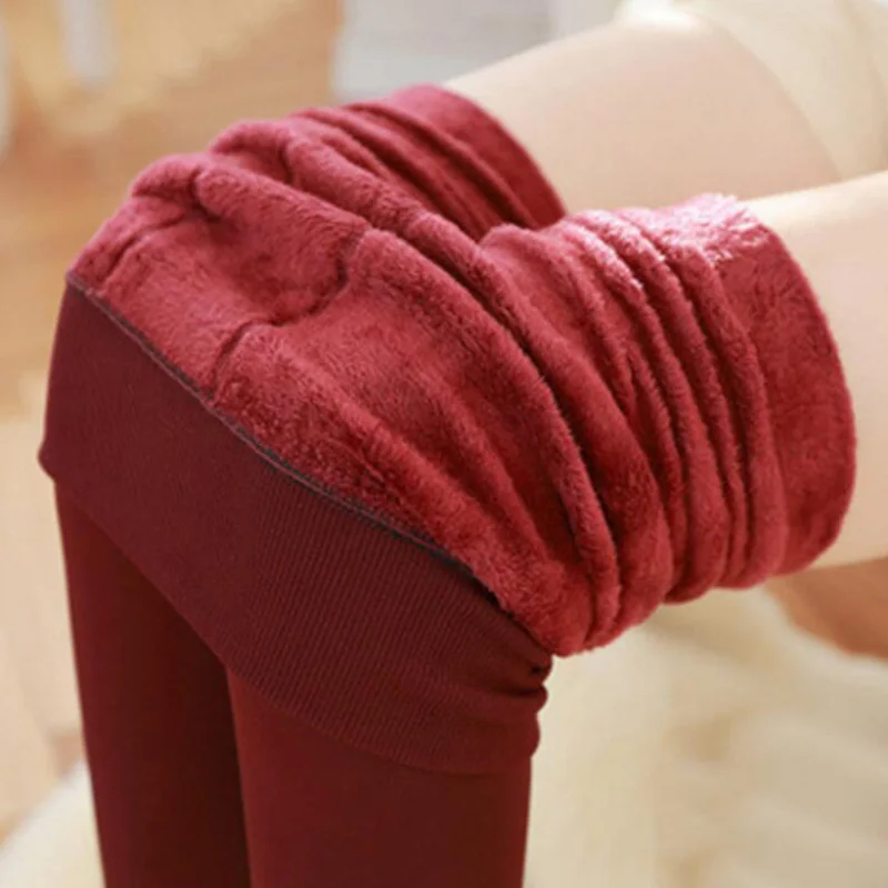 K018 Thick Wine Red Зимние леггинсы, вязанные бархатные повседневные леггинсы, новые высокие эластичные утолщенные женские теплые черные штаны, обтягивающие штаны для женщин, леггинсы - Цвет: K018 Thick Wine Red