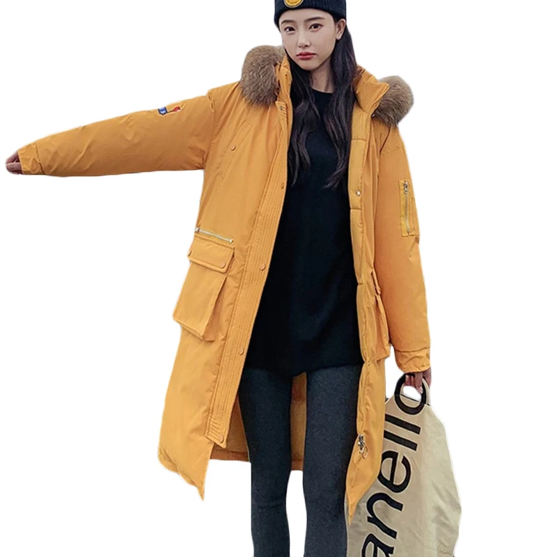 Winter Jacket Coat Plus size Women Fashion Fur collar Hooded Down cotton Jackets Women's long Warm Cotton Jackets Parkas F906
