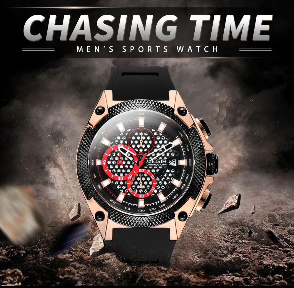 Хронограф megir часы мужские синий силиконовый браслет Военные Спортивные кварцевые часы лучший бренд Роскошные наручные часы мужские Relogio 2127