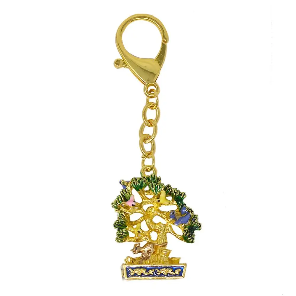 Juanxian Feng Shui 5 elementi, pagoda con albero della vita, portachiavi dorato W4431