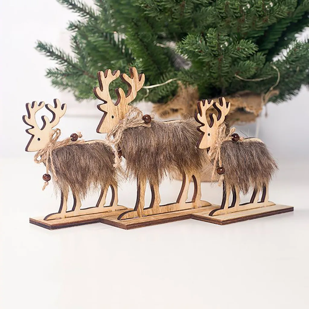 

2019 Christmas Decorations For Home Cute Wooden Reindeer Felt Creative Christmas Table Decoration Ornaments #NN820
