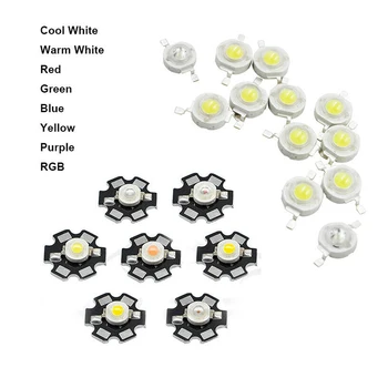 

High Power LED Chip CREE 3W LED Beads 3V-3.4V warm White RGB UV Full Spectrum With Aluminum Star Base PCB LED Spot Light Bulb