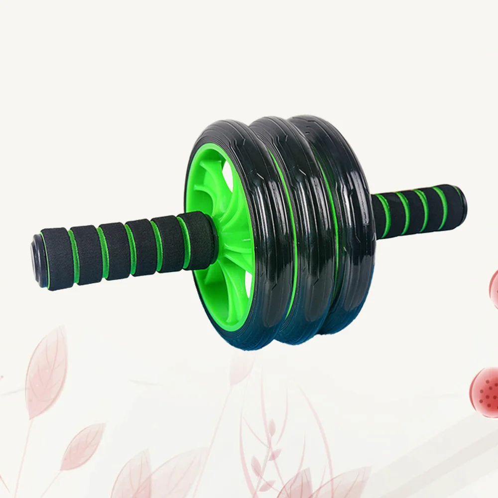 

2 Wheels Exercise Ab Roller Non-slip Sponge Handle Wheels Abdominal Roller Wheel Training Tool with Yoga Mat for Fitness (Green)