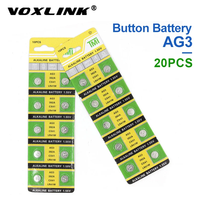 VOXLINK 20 шт. AG3 бренд аккумулятор 1,55 v кнопочный элемент LR41/392/736 для Камера часы Компьютерные игрушки с дистанционным управлением