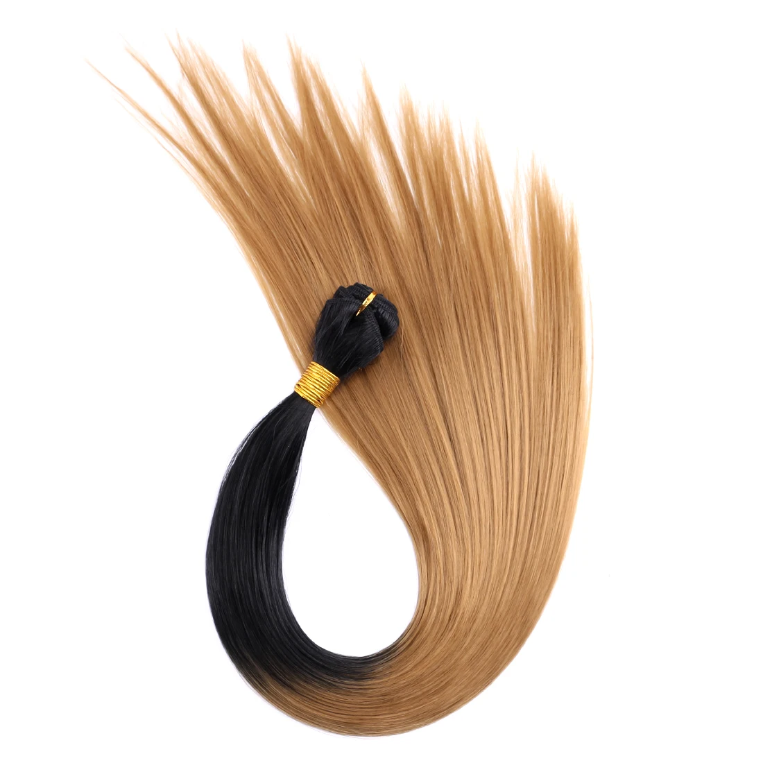 Черные и золотые прямые вплетаемые волосы 100 г/шт. синтетические пряди для женщин с эффектом омбре