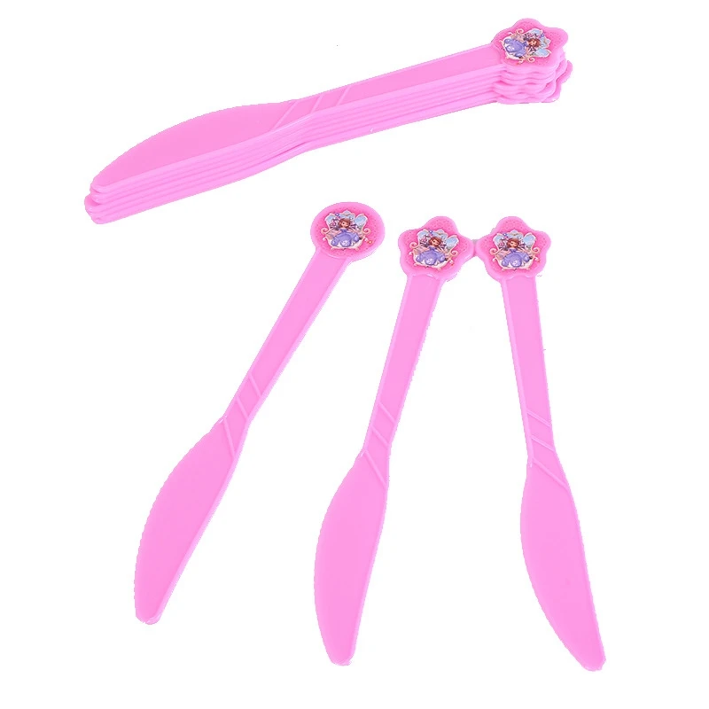 Knife 10pcs София принцесса тематическая вечеринка на день рождения Декор бумажная салфетка под тарелку кружку баннер флаг посуда набор детский душ вечерние принадлежности - Цвет: Knife 10pcs