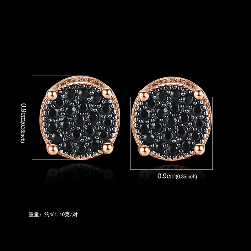 Белый/черный AAA кубический цирконий проложили Bling Iced Out геометрические круглые серьги-гвоздики для женщин мужчин хип хоп рэппи ювелирные изделия