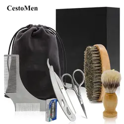 Cesto мужские металлические бритвенные ножницы, формирующий форму бороды, формирующий гребешок, набор кистей для бороды, набор для ухода за