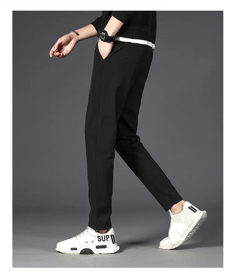 Осень стиль мужские повседневные брюки корейский стиль Slim Fit стильные универсальные спортивные брюки сплошной цвет молодежная мода мужская одежда
