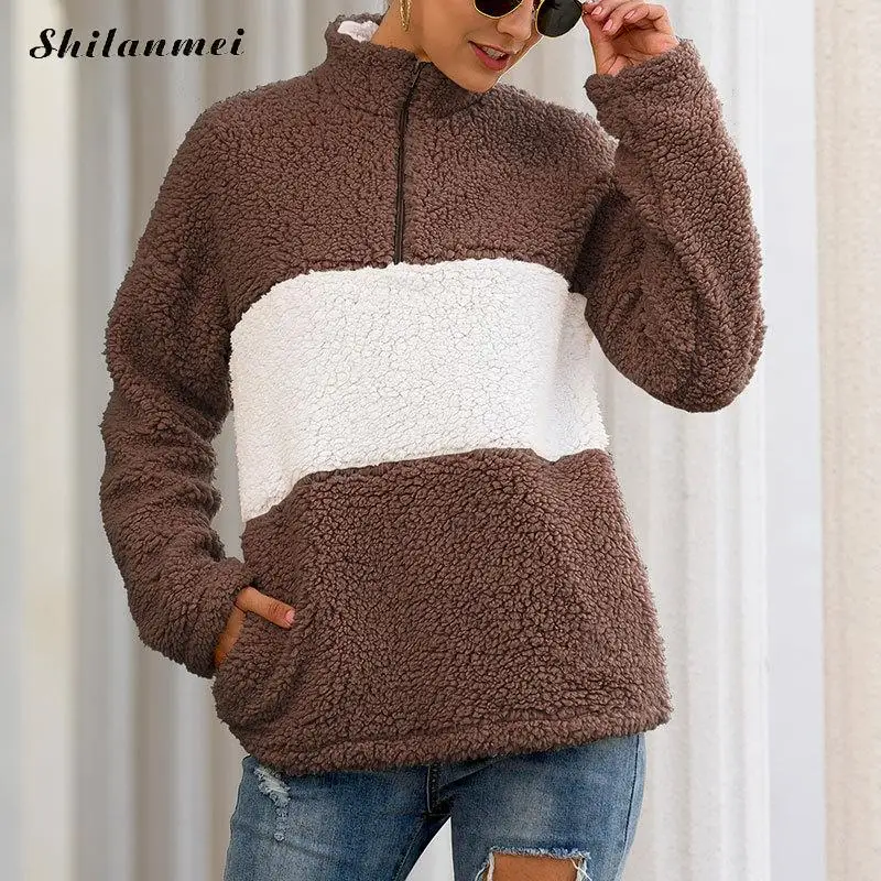 Женские пуловеры со стоячим воротником 2019 зимняя уличная флисовая одежда в стиле