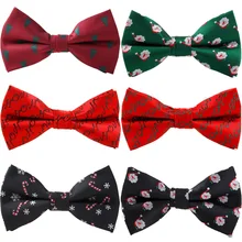 Рождественский модный галстук-бабочка для мужчин, красный, зеленый, снежинка, дерево, рождественский узор, бант, галстук-бабочка, Санта-фестиваль, вечерние аксессуары, подарок