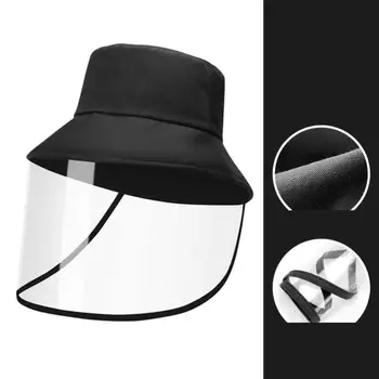 

Unisex Dust Proof Anti Droplet Removable Face Shield Sun Protection Bucket Hat Transparent Anti Splash Face Covering Mask