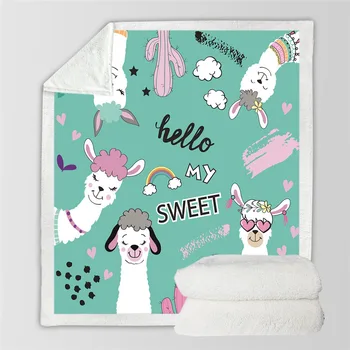 

Soft Sherpa Blanket Cute alpaca For Kid Cartoon Blanket Throw Blanket Bedding Thick Warm On The Bed Sofa B1090