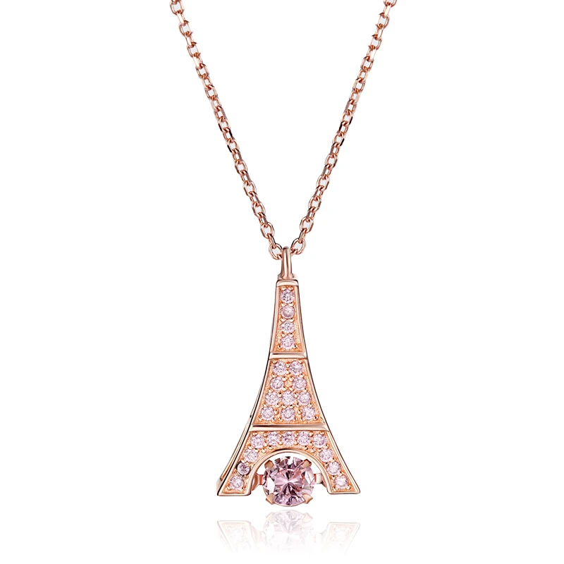 necklaces Rainso стиль 925L Стерлинговое Серебро Шарм розовое золото звено цепи женский кулон циркон ожерелья Модные женские ювелирные изделия - Цвет камня: necklaces