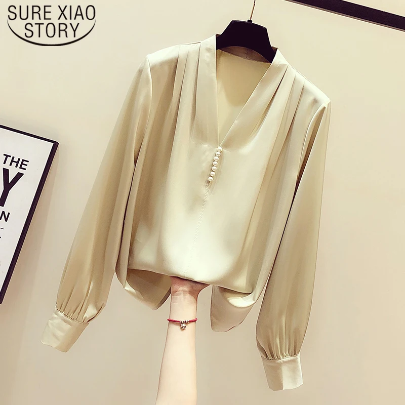 

Solid Loose Women Tops and Blouses Spring Elegant Chiffon Blouse Korean Fashion Clothing Office Lady Clothes Blusas 8449 50