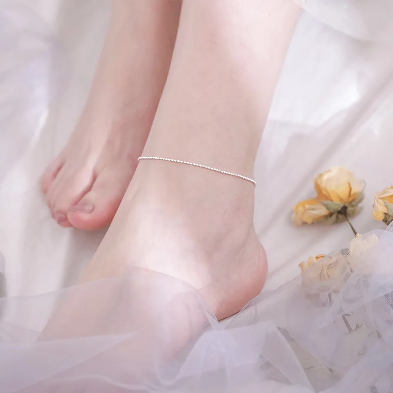 

925 Sterling Wafer Feet Pendant Simple Small Sense of Design Fresh Students Summer Day Ankle Pendant Women's Sexy