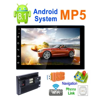 

EU US Map Quad-core 7inch Android 8.1 Car mp5 gps player phonelink Bluetooth AM/FM function wifi Support capacitive touch screen