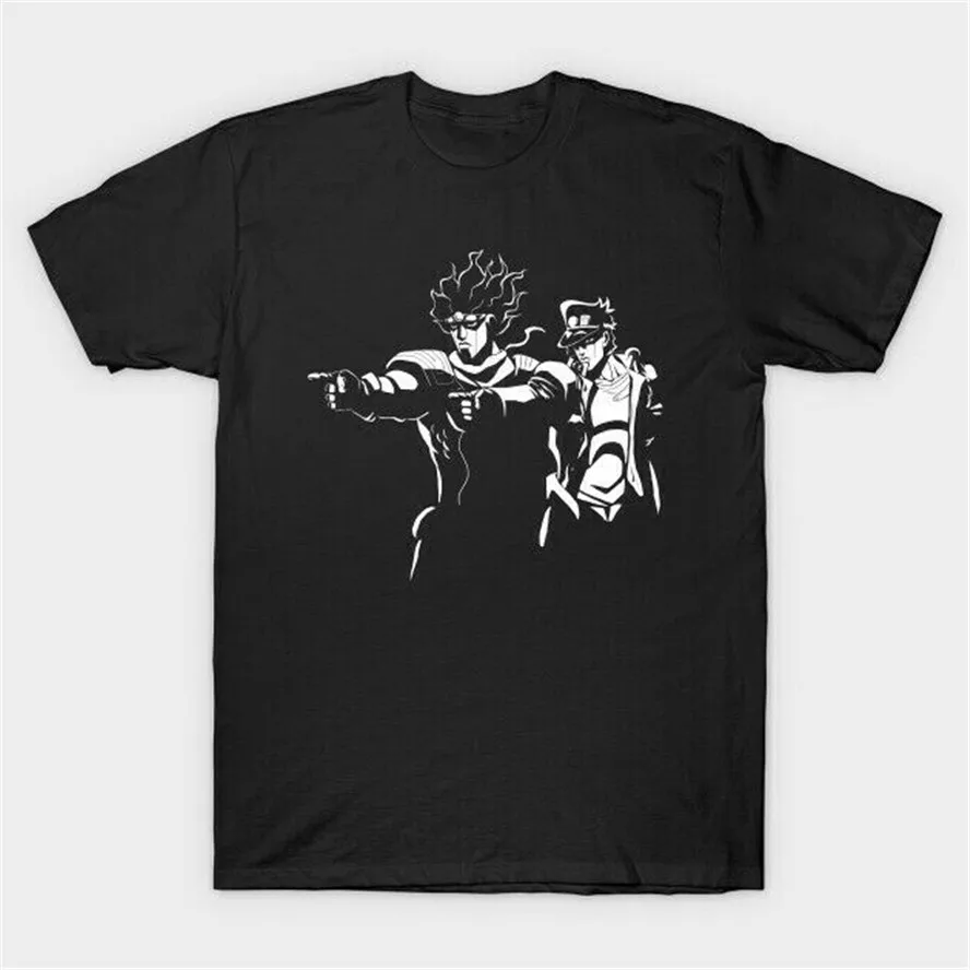 

Jojo'S Bizarre Adventure X Pulp Fiction Jotaro Stand Star Platinum Black T-Shirt New Trends Tee Shirt