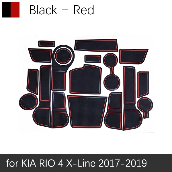 Red Противоскользящий резиновый подстаканник для KIA RIO 4,,,, коврик для двери, коврик для Rio 4 X-Line, подстилка для чашки, аксессуары RIO4 - Название цвета: Red