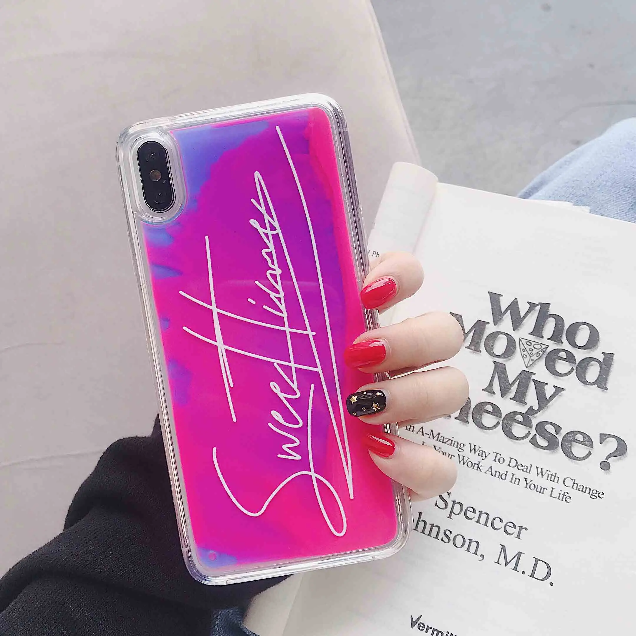 GlamPhoneCase флуоресцентный жидкий зыбучий песок чехол для iPhone X XS Max XR/чехол для iPhone 7 8 6 6s Plus чехол