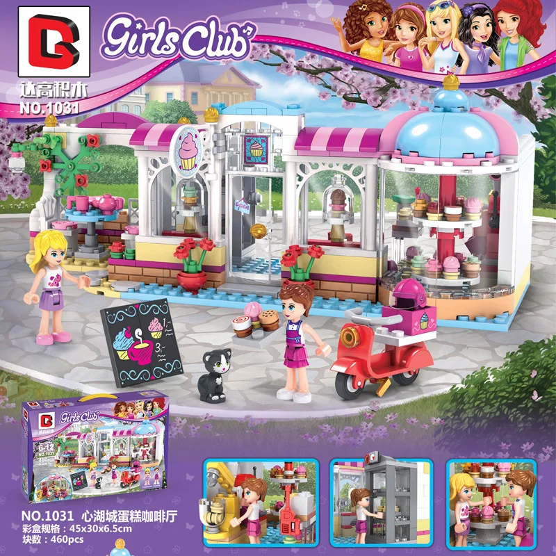 

Dargo Building Blocks D1031 GIRL'S Series Heartlake Cake Coffee Shop Educational Small Particles Inserted Building Blocks Toy