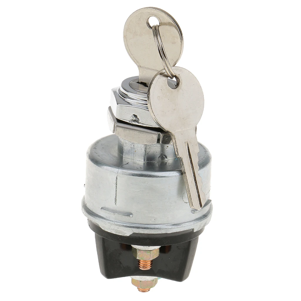 Silver Universal 3 Position Ignition Starter Key Switch With Momentary Start