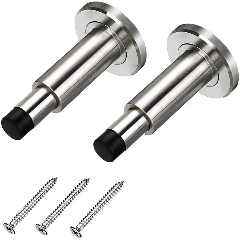 

Spring Door Stop Wall Mounted Adjustable Door Stopper 304 Brushed Stainless Steel Heavy Duty Doorstop with Rubber Buffer Pack Of