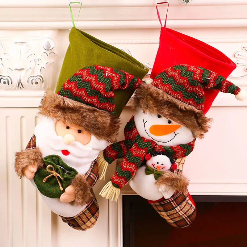 

20 Inches Christmas Sock Kids Candy Bag Gift Mini Socks Xmas Tree Ornament Christmas Stocking Decoration for Home