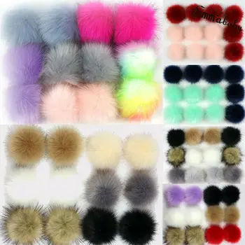 

12PCSThe Bulb Hat Raw Material Faux Fur Pom pom bobble Handmade Pompom Size 10CM for Hat Bags Clothes DIY
