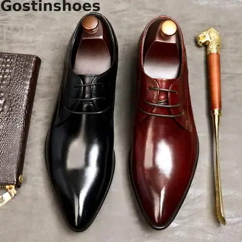 

Men's Shoes Dress Formal Leather Shoes Business Banquet Shoes Lace-up Pointed Toe Wedding Shoes Men British Style Single Shoes