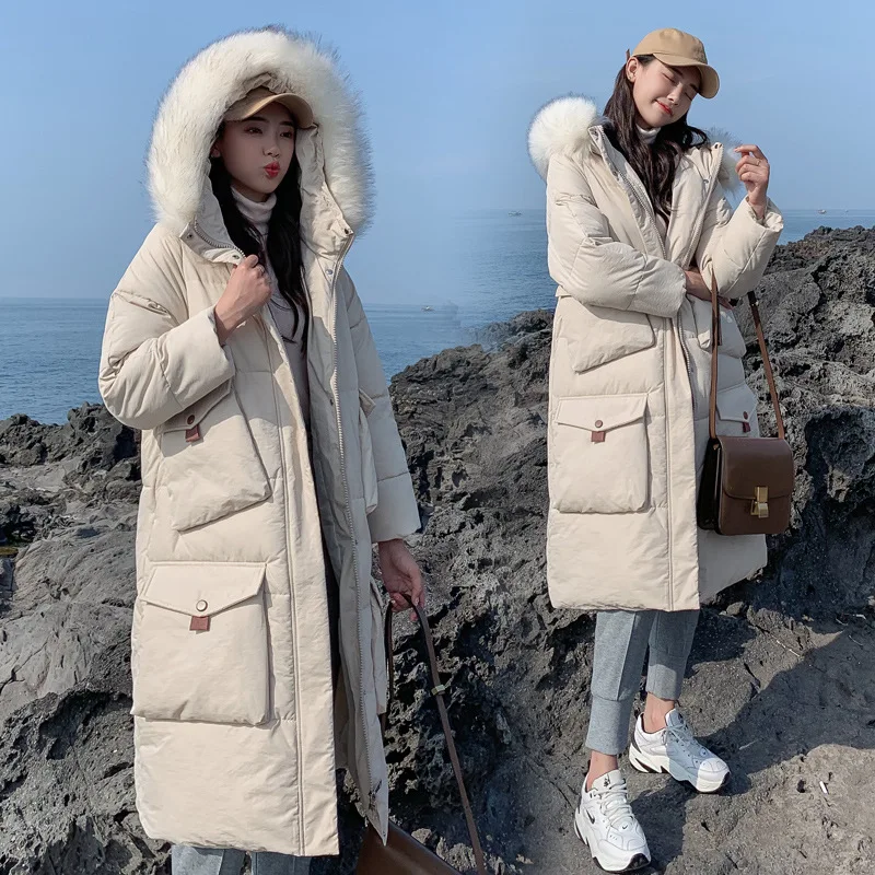 

Over-the-Knee Cotton Coat Women's 2019 New Style Korean-style Students down Feather Cotton-padded Clothes Mid-length Loose Winte