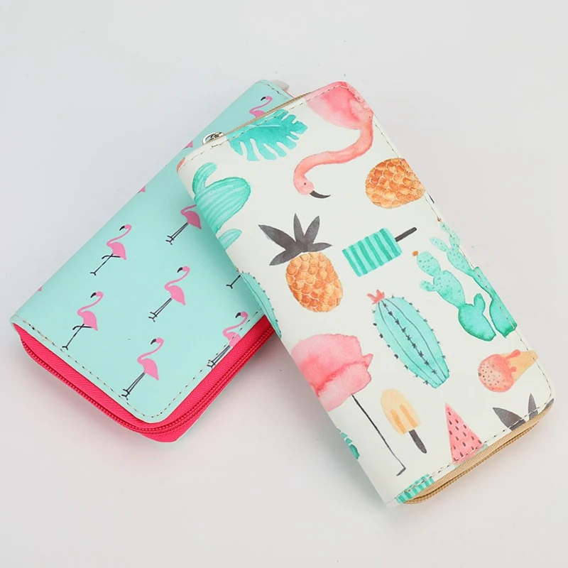 Fashion Woman Wallet Fruit Yellow Animal Pattern Long Wallets White Pink Color Money Bags Cute Pocket Practical Purse