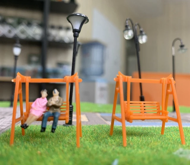 1/87 HO Scale Model Park Swing Bench/Mini Bench Model Miniature Parks Home Crafts Gardens Ornament/Train/Railway/Railroad Layout 4