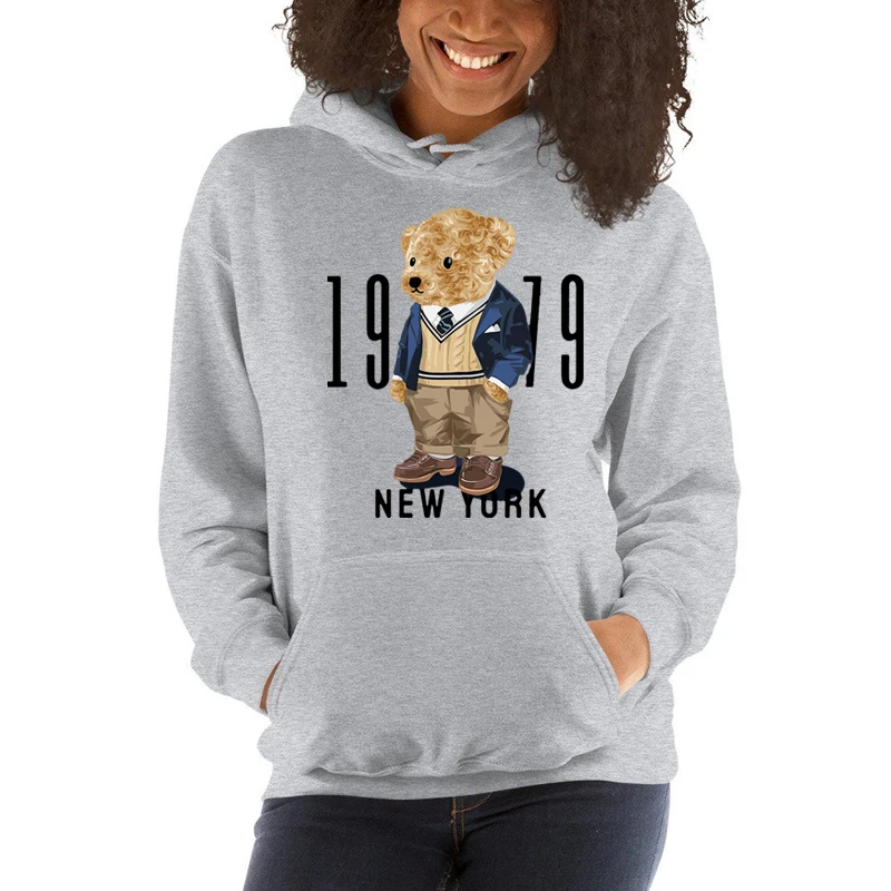 Creative Fashion Gentleman Teddy Bear Sweatshirt Autumn/Winter Thickening Plus-size Men and Women Hoodies Lovers Hoodie S-4XL